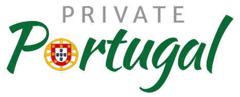 Private Portugal Tours green logo with Portuguese flag emblem for luxury private tours in Portugal