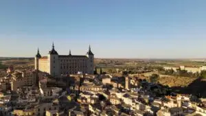 Historic cityscape and castle view in Spain captured during a guided Spain tour video for Private Portugal Tours