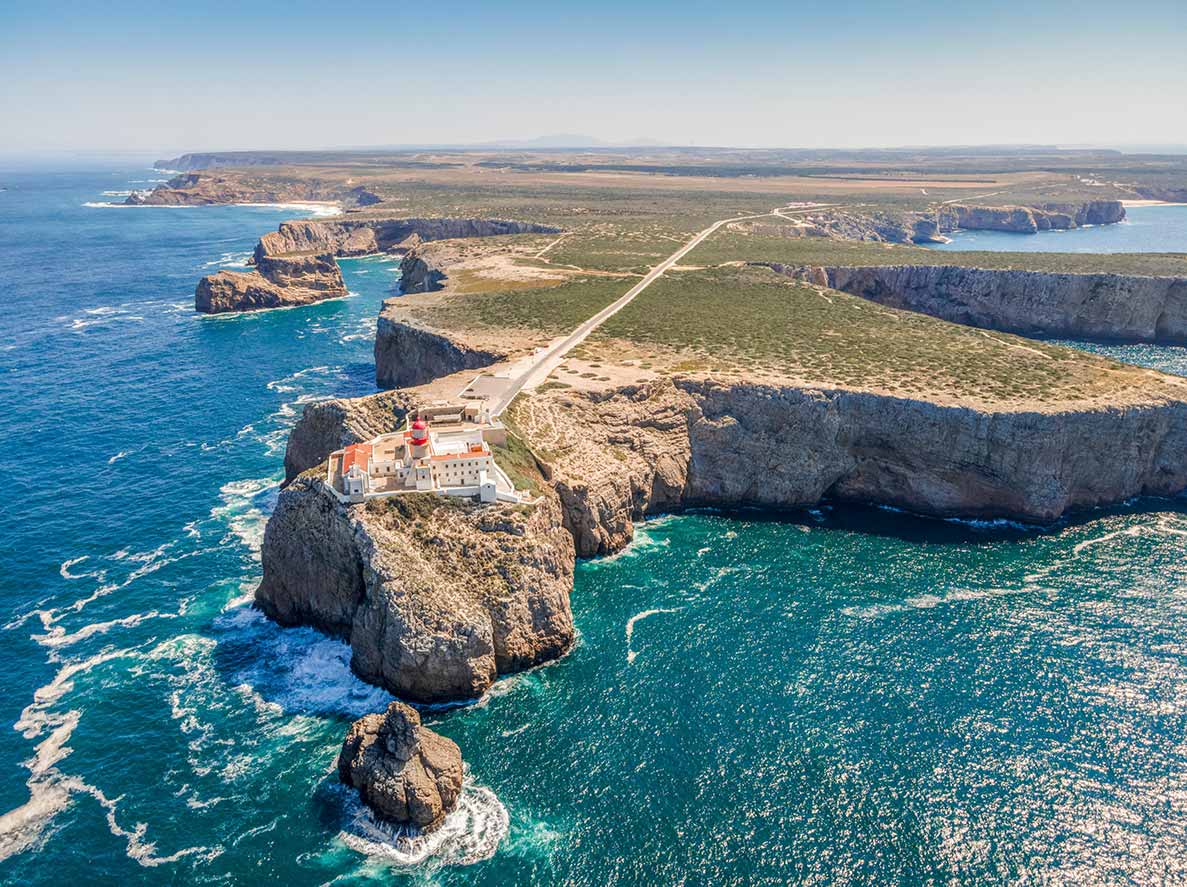 Drone image of Cape St. Vincent, Portugal, Algarve