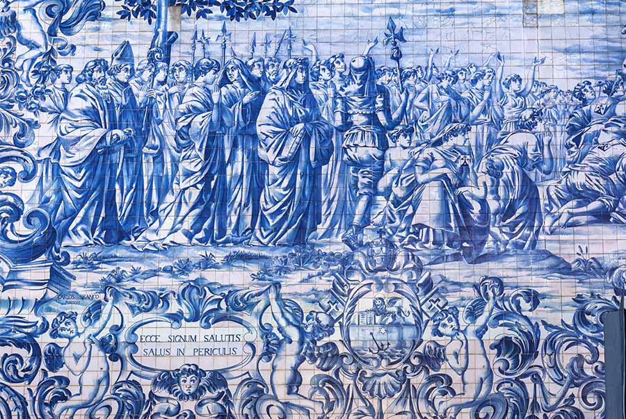 close up of tiles on Igreja do Carmo Church Tiled Facade