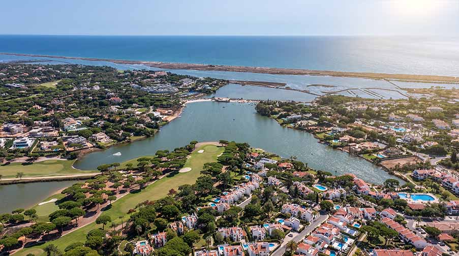 View from above of Quinta do Lago, Algarve, Portugal.