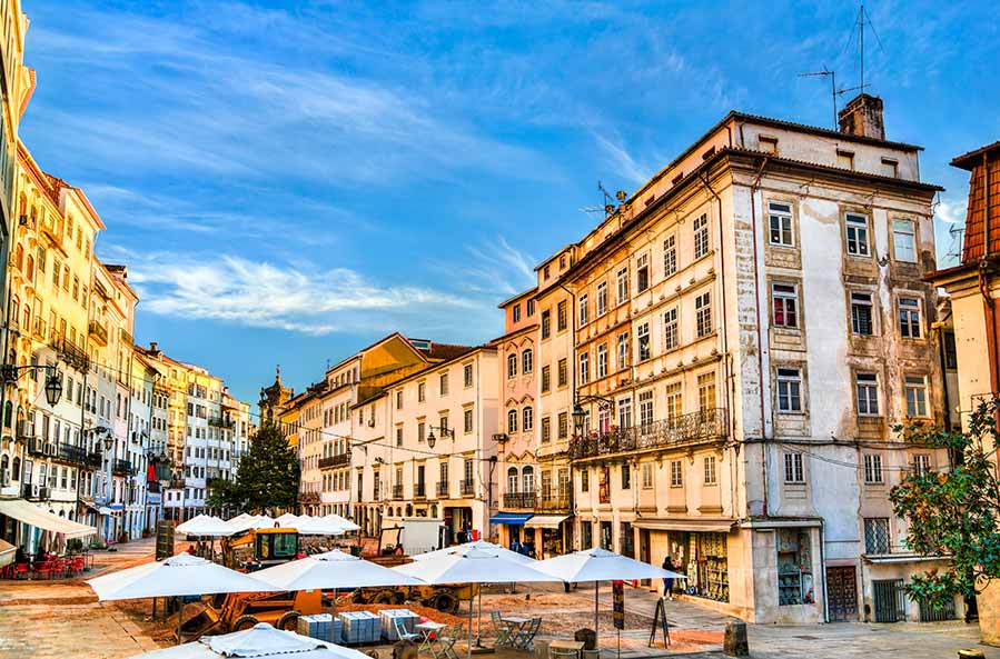 Streets in the old town of Coimbra in Portugal