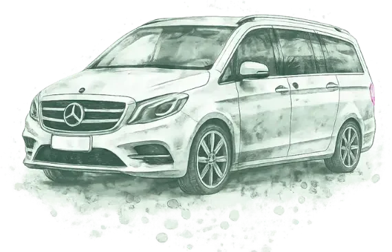 Luxury Mercedes tour van used for private Portugal tours and airport transfers, offering comfortable transportation for sightseeing across Portugal