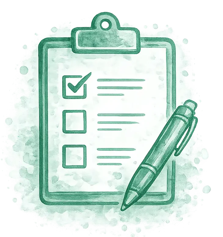 Illustration of a travel itinerary checklist with a pen representing tour planning for Private Portugal Tours